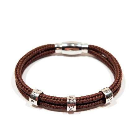 Pulsera aro personalizado nombres con coordino marrón
