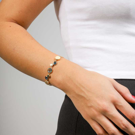 Pulsera de oro para mujer con topacio azul natural