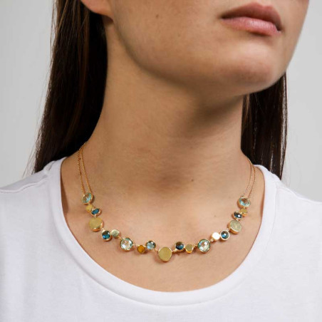 Gold necklace with blue topaz