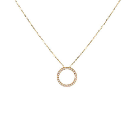 Gold necklace in the shape of circles with zirconia