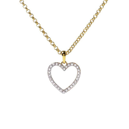 Necklace with gold heart pendant and zirconia