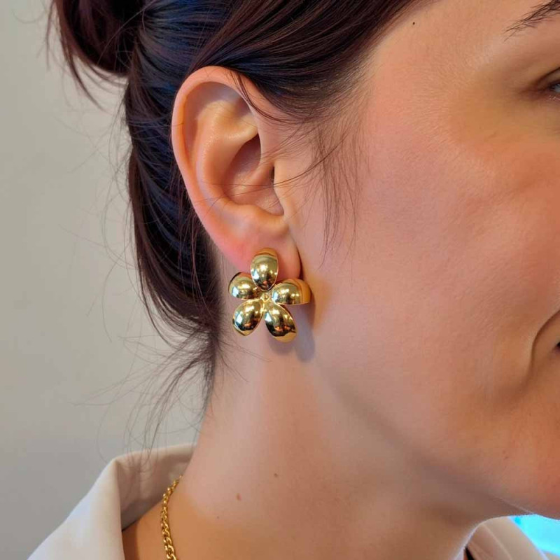 Pendientes flor Aurea en plata chapada en oro