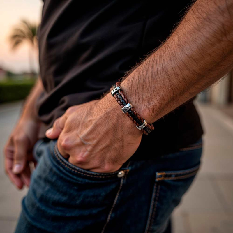 Personalized triple cubic bracelet
