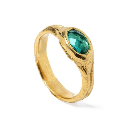 Ring with Green Cubic Zirconia Stone