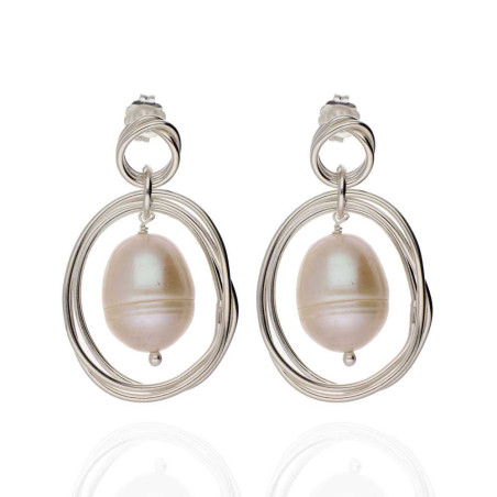 Pendientes de plata con perlas cultivadas ovaladas