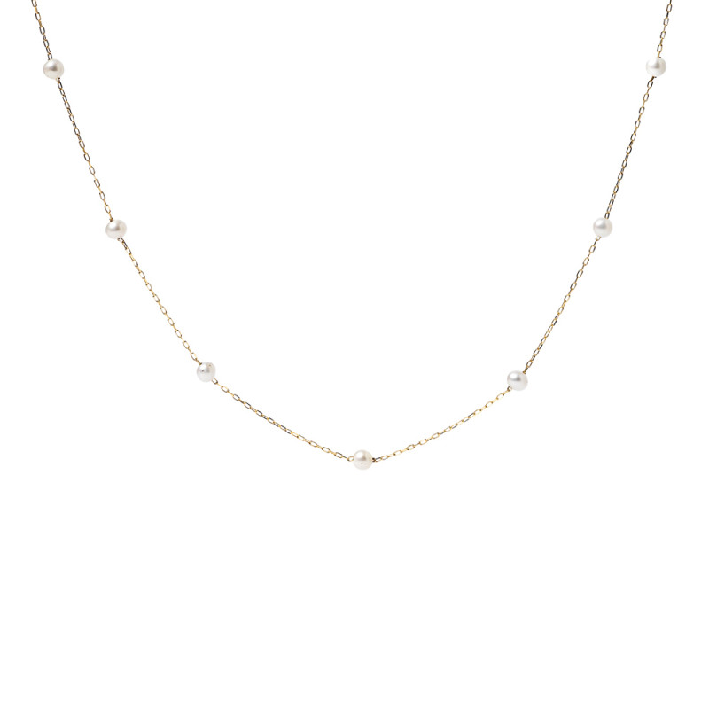 Gold Necklace with Cultured Pearls