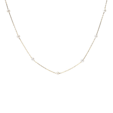Gold Necklace with Cultured Pearls