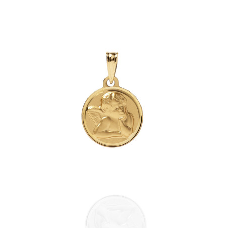 medalla de oro con un angel