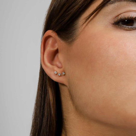 Gold Earrings for Women with 3 Zirconias