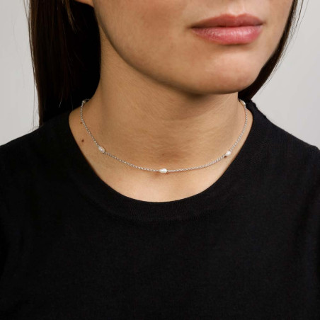 Women's Gold-Plated Silver Choker with Small Cultured Pearls