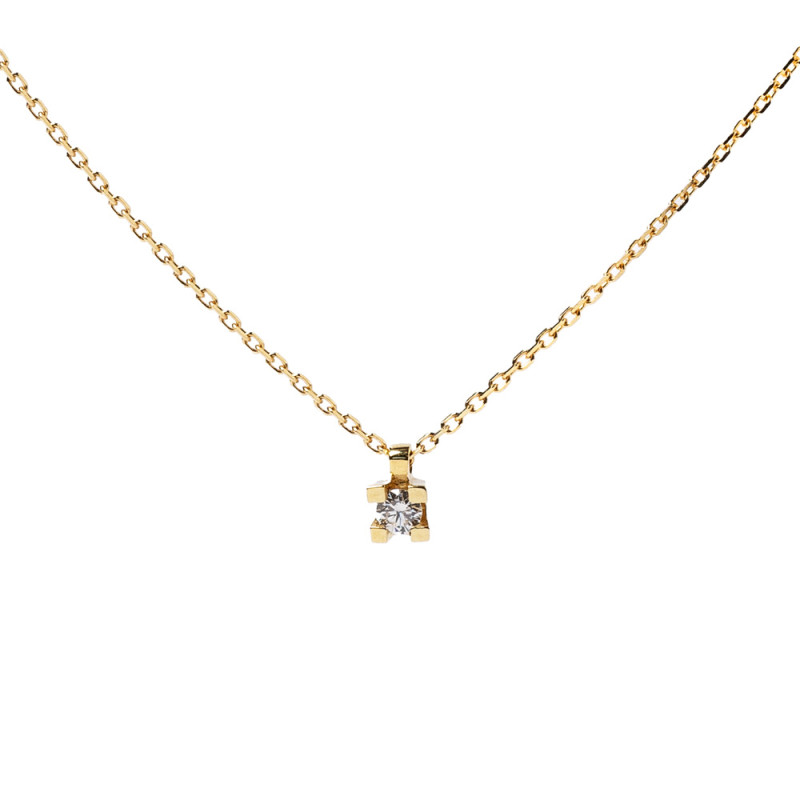 gargantilla de oro con un diamante de 0.08 ct elegante