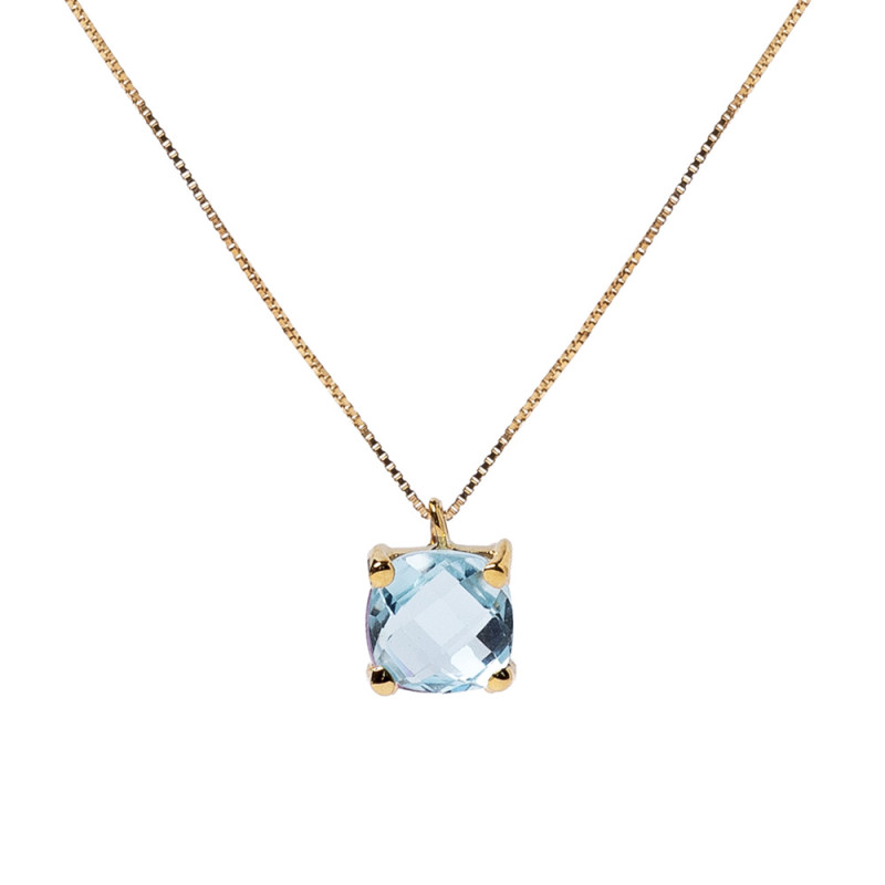 Women’s gold necklace with a Venetian chain and a pendant with a topaz