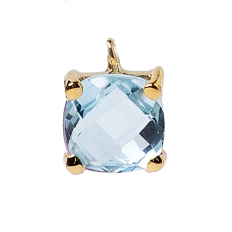Detail of a pendant with a square topaz made of gold