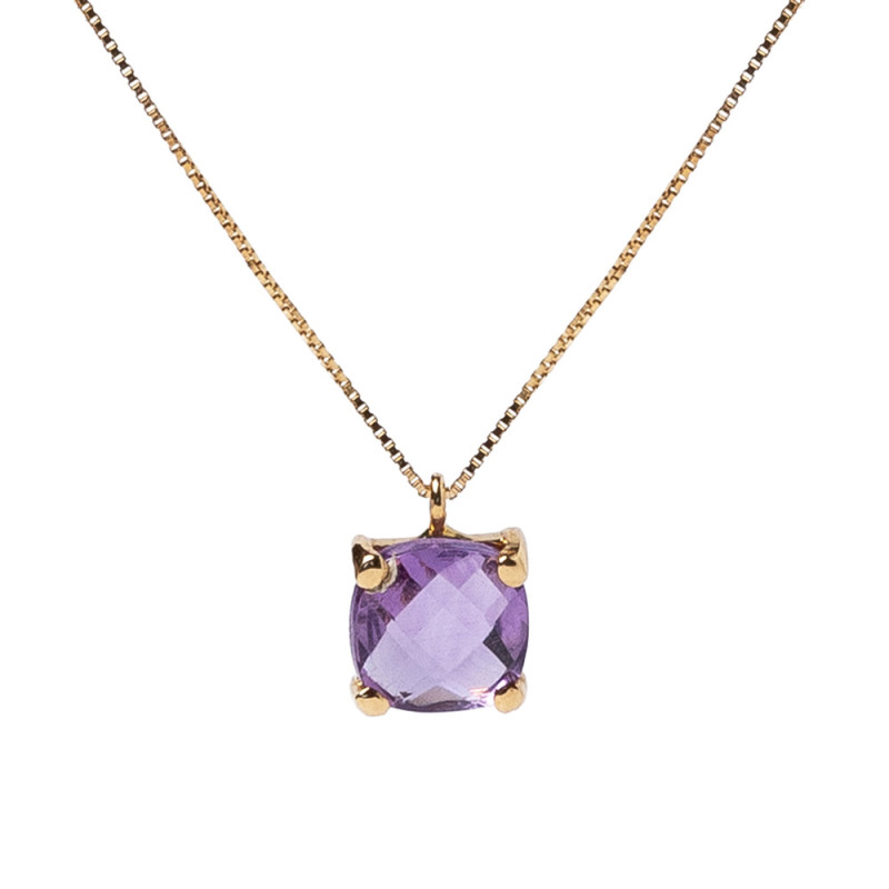gargantilla con cadena de oro veneciana con un colgante de una amatista