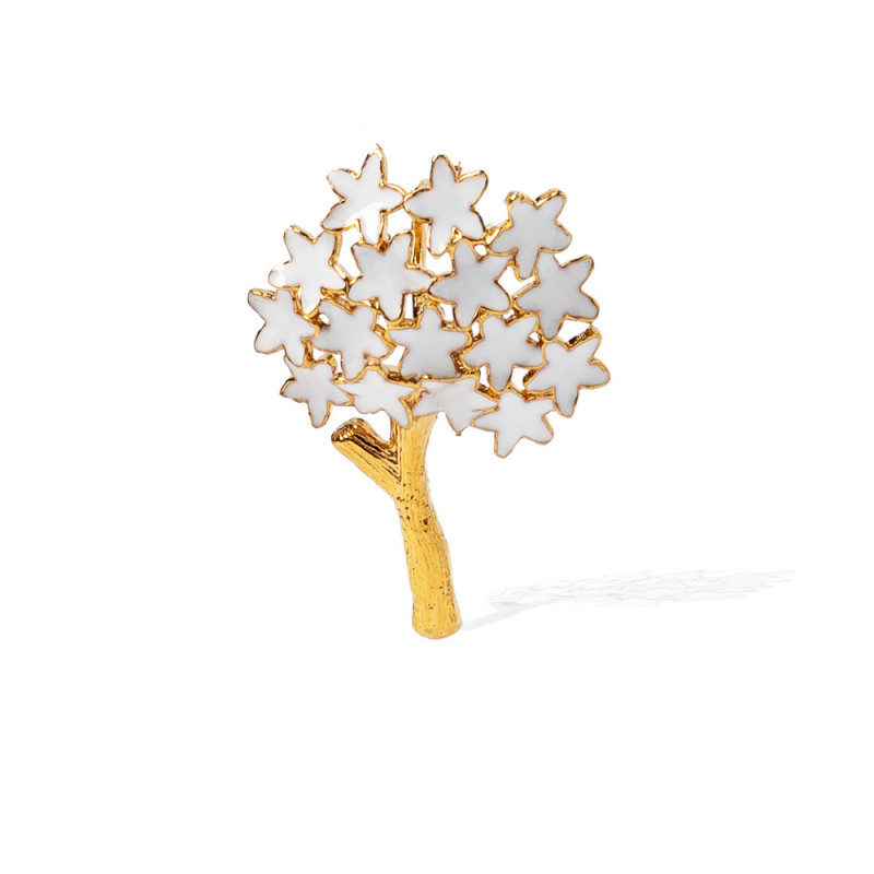Pendant in the Shape of a Golden Biznaga with White Enamel Detailing