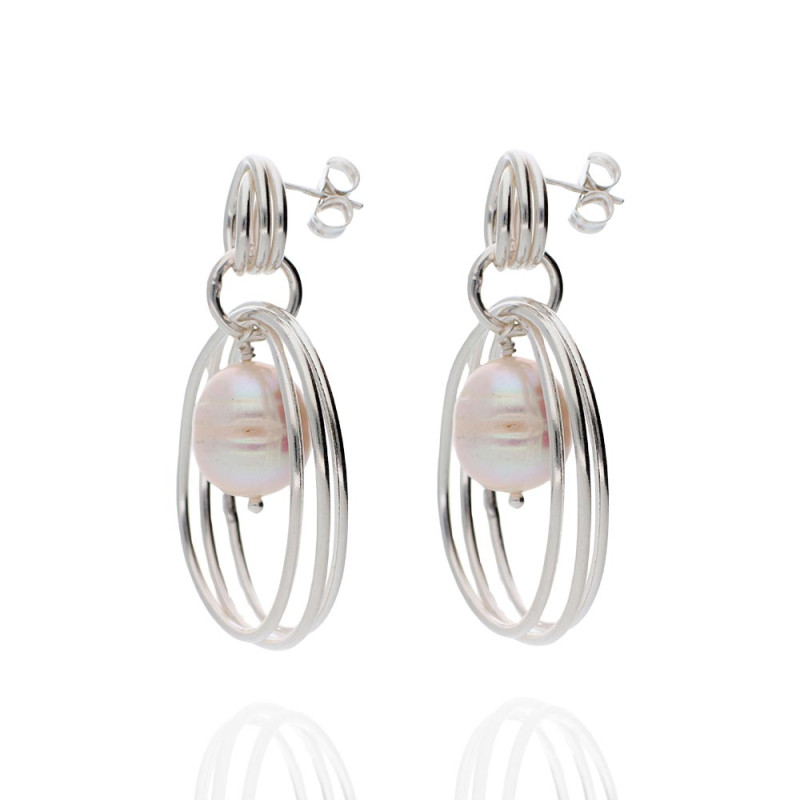 pendientes largos y elegantes de plata de primera ley