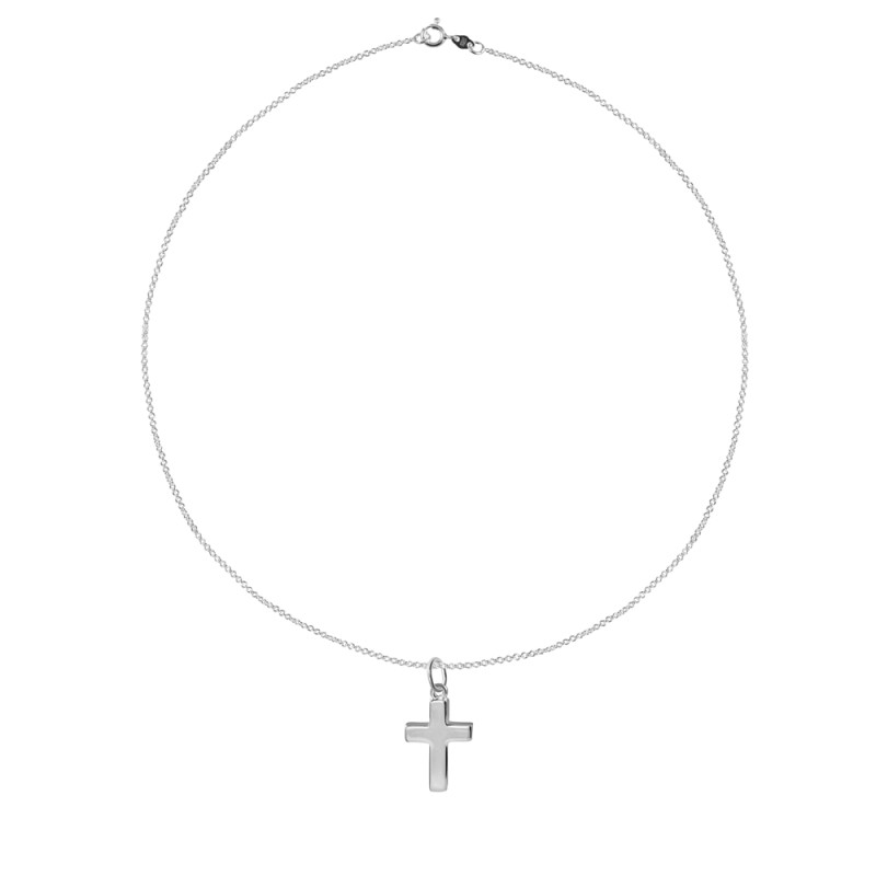 colgante cruz lisa plata con cadena de plata