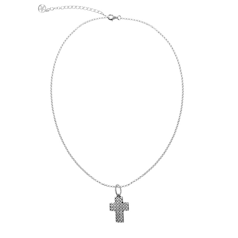 colgante de cruz en plata con cadena para comuniones