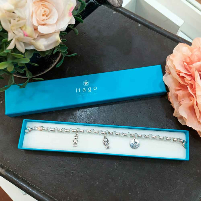 Mother's Day silver bracelet with personalized charms