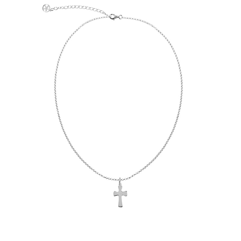 Silver cross-shaped pendant with name