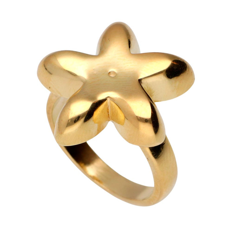 anillo de plata bañada en oro e forma de jazmin