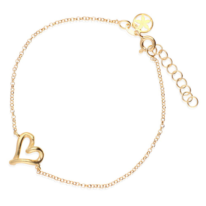 pulsera plata bañada en oro con un corazon
