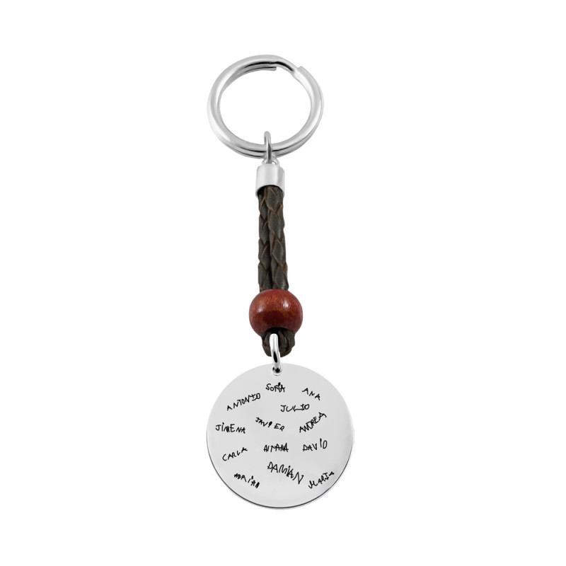 llavero de plata y cuero con grabado personalizado para profesores