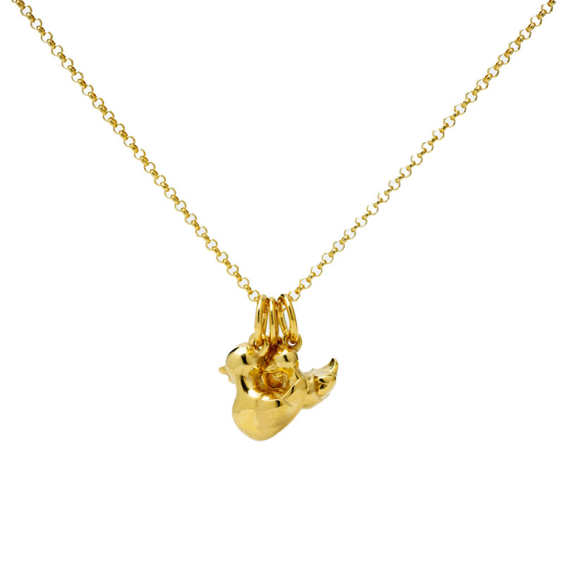 collar patos de plata bañada en oro