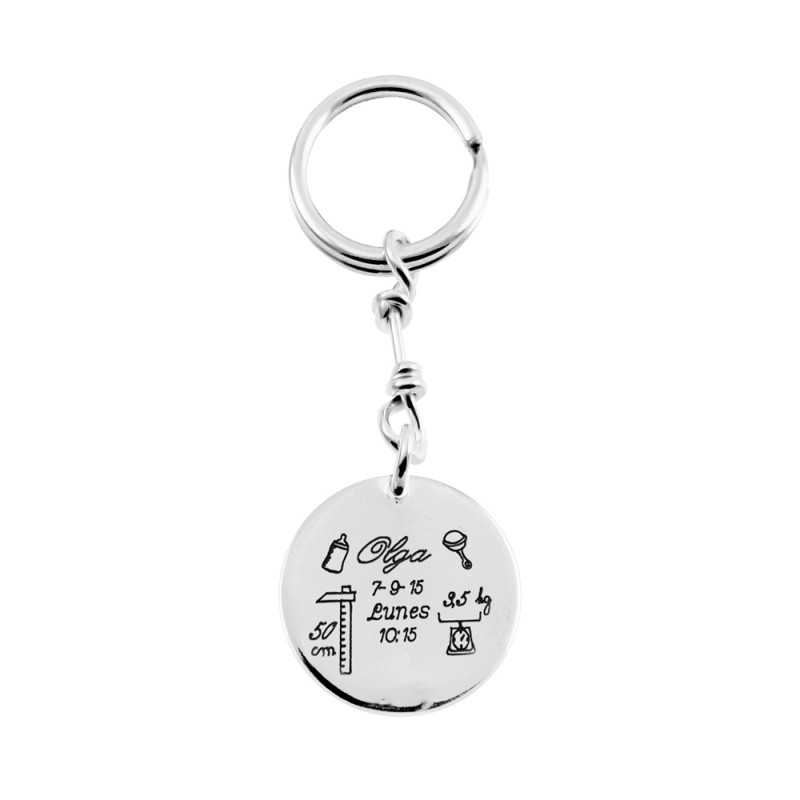 Silver keychain with medallion