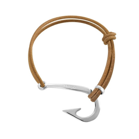 Pulsera anzuelo cuero camel