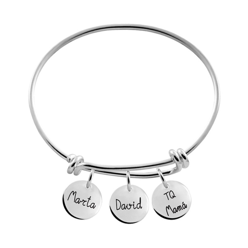 Knotted Silver Bracelet with 3 Engraved Medals