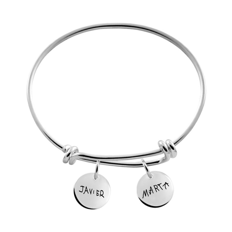 Silver Bracelet with Two Engraved Medals