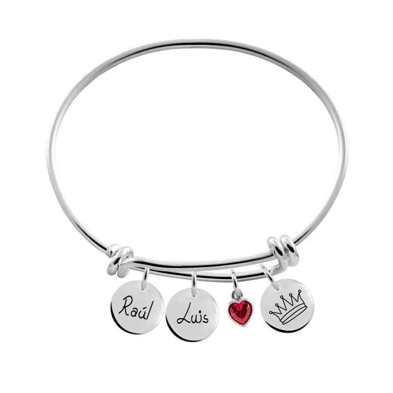 Silver Bracelet with 3 Medals and 1 Zirconia