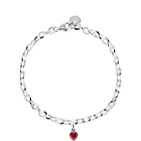 pulsera cadena con circonita corazon roja