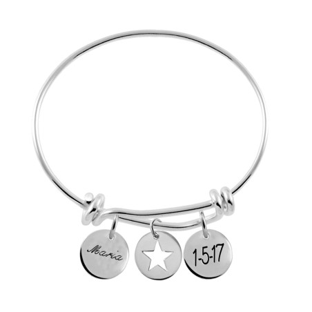Pulsera Nudo con Medalla calada Personalizada – Pulseras Personalizadas de Plata