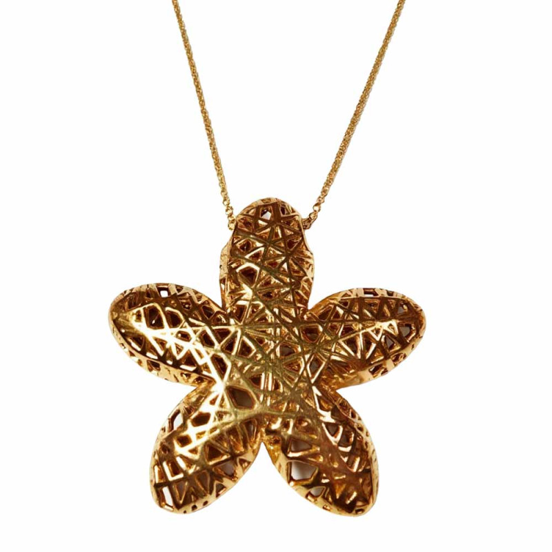 Gold-plated silver jasmine pendant.