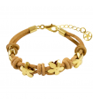 Leather Bracelet and Jasmine gold plated