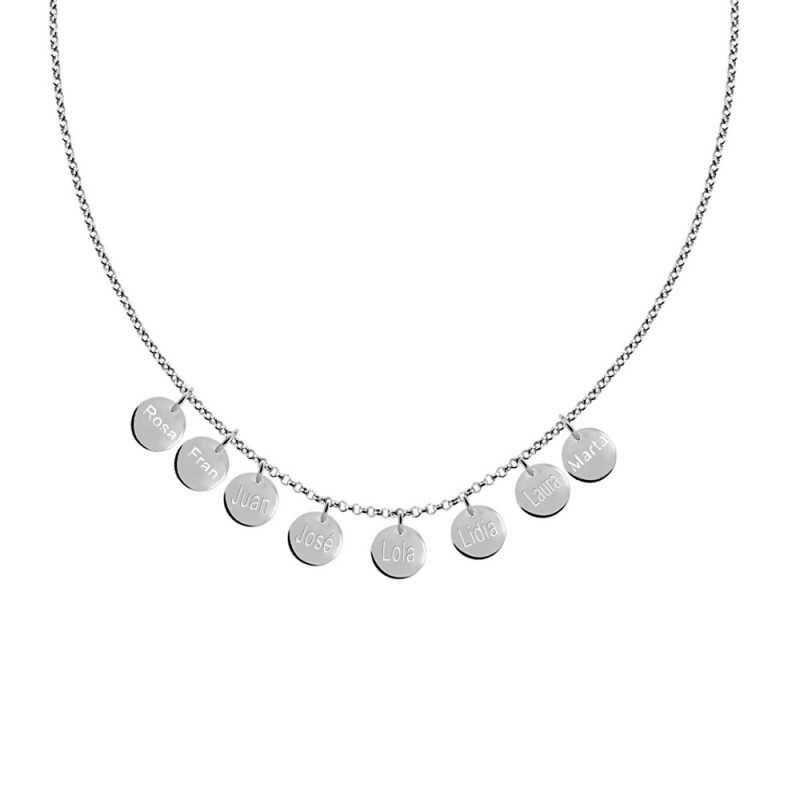 Name necklace with 8 silver charms