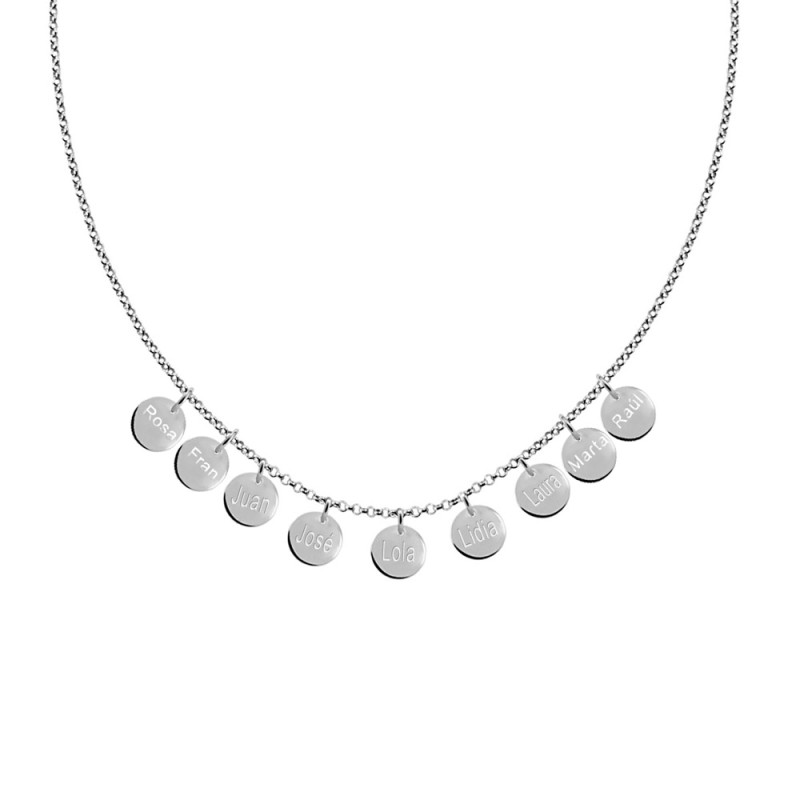 Name necklace with 9 silver charms