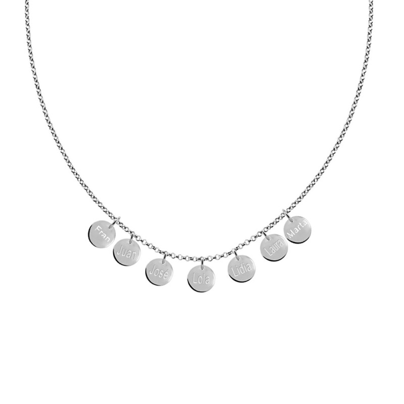 Name necklace with 7 silver charms