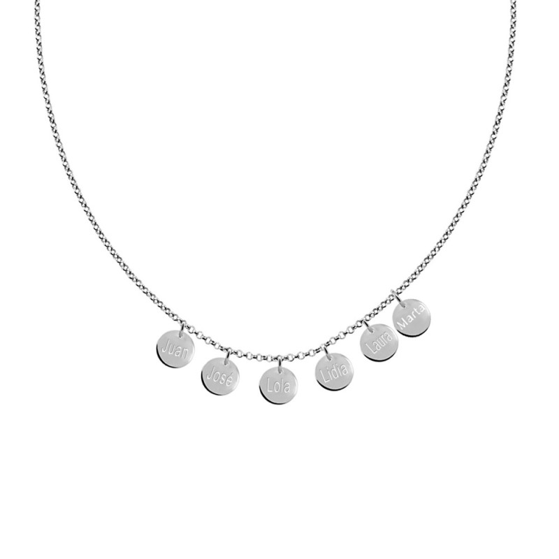 Name necklace with 6 silver charms