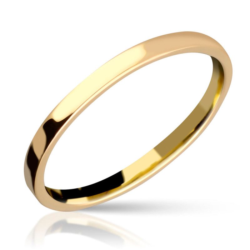 flat gold wedding band polished 2mm