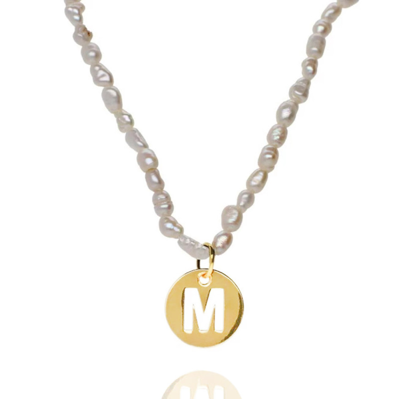 Gargantilla con inicial calada plata baño de oro