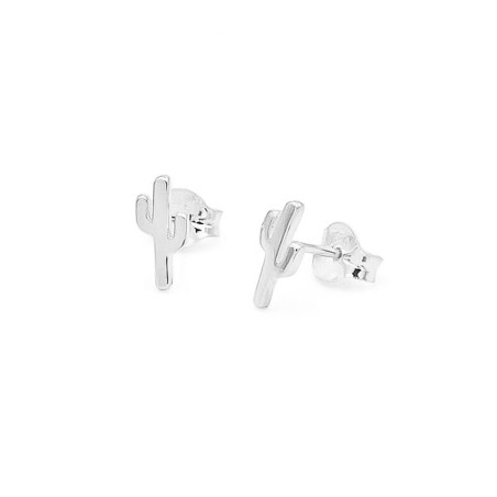 silver cactus earrings